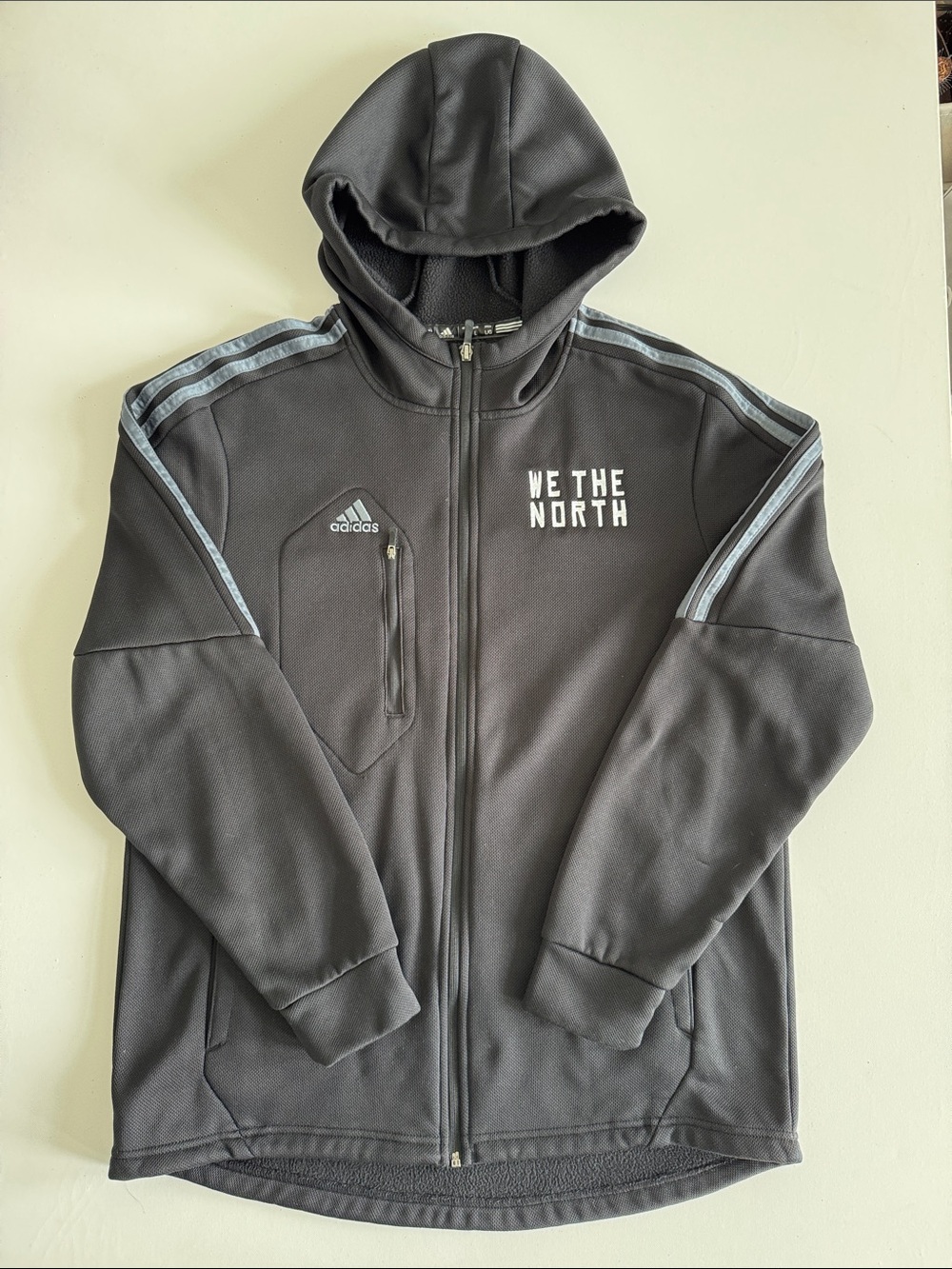 VTG Adidas NBA Toronto Raptors Fleece Track Jacket Hoodie Black Mens - Large